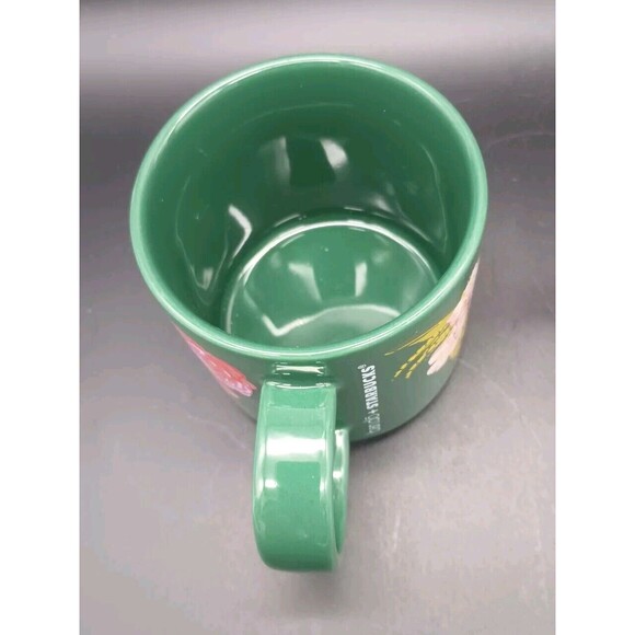 STARBUCKS BAN.DO HOLIDAY 2018 LIMITED EDITION GREEN FLORAL CERAMIC MUG 12 OZ - Picture 6 of 8